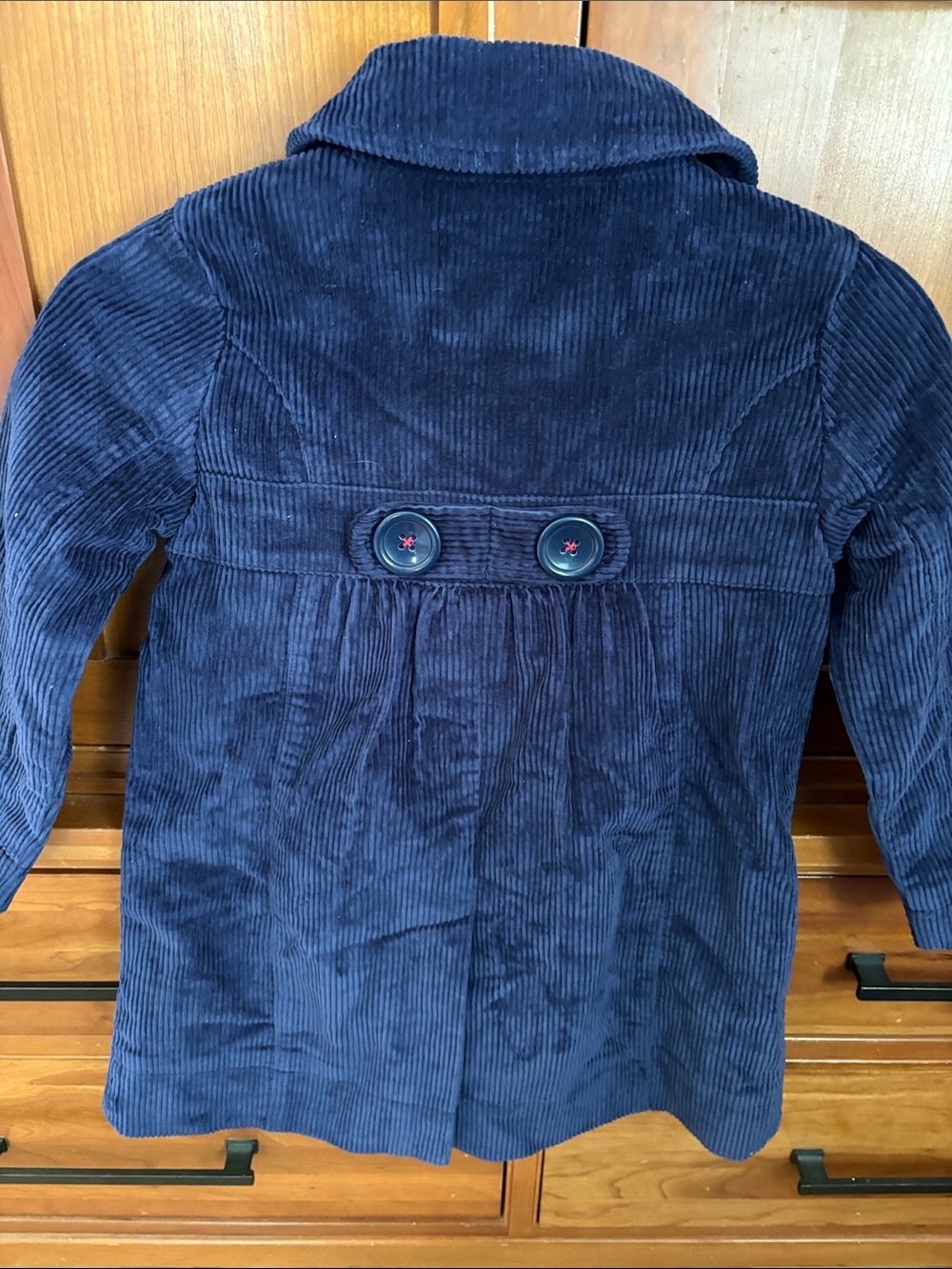 Mini Boden Navy Corduroy Kids' snap front pea coat - Picture 4 of 7